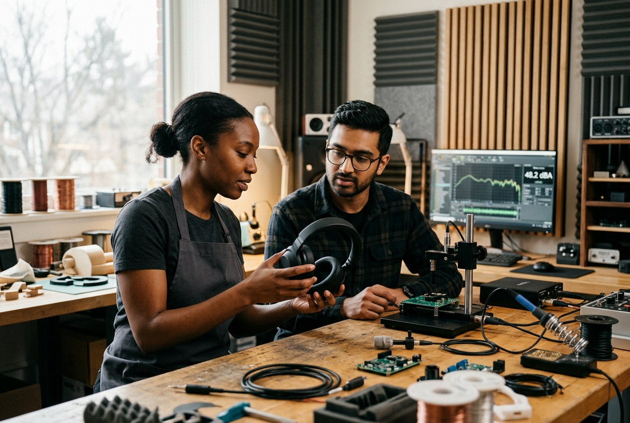 Lumen engineers in the acoustics workshop